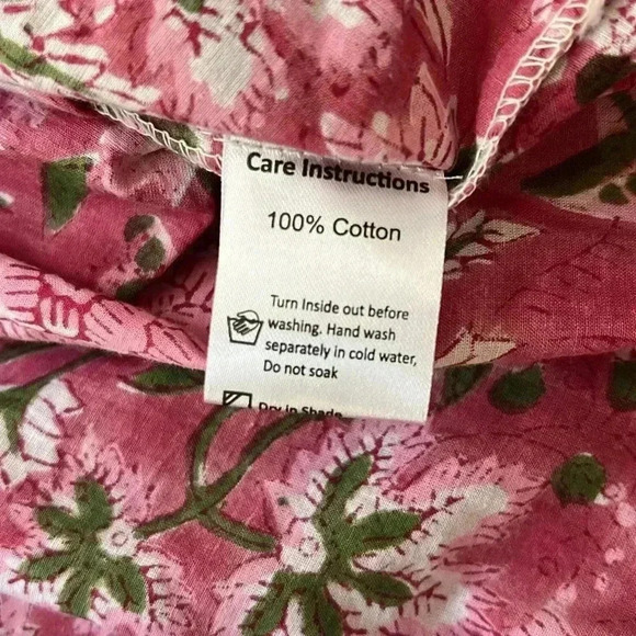 Rustic Passport block print short sleeve tassel dress s/m - Picture 5 of 5